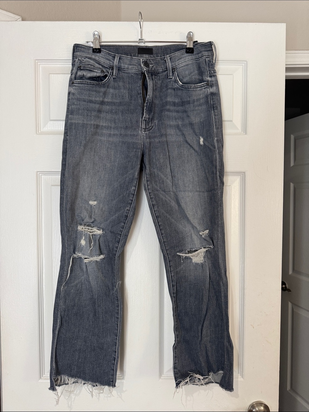 Mother Distressed Grey Jeans - Classic Casual Fit